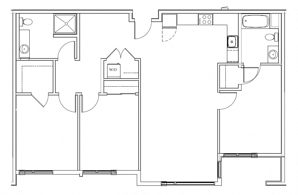 Floor plan for 3 beds, 2 baths, 1274 sqft